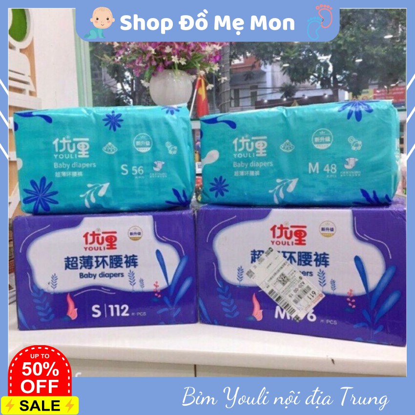 Tã bỉm cho bé ⚡ GIÁ SỐC ⚡ bỉm Youli nội địa Trung quần dán size S108, M92, L84, XL76, XXL72, XXXL68