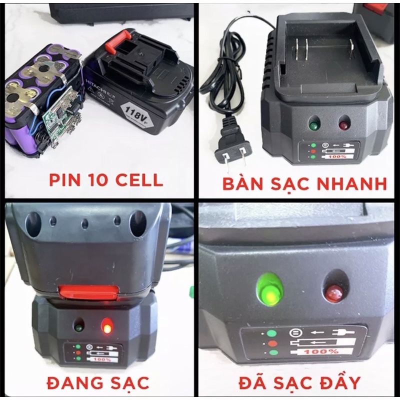 Máy siết bulong Hitachi Không Chổi Than 198V Đa Năng Mở ốc, bắt vít, khoan