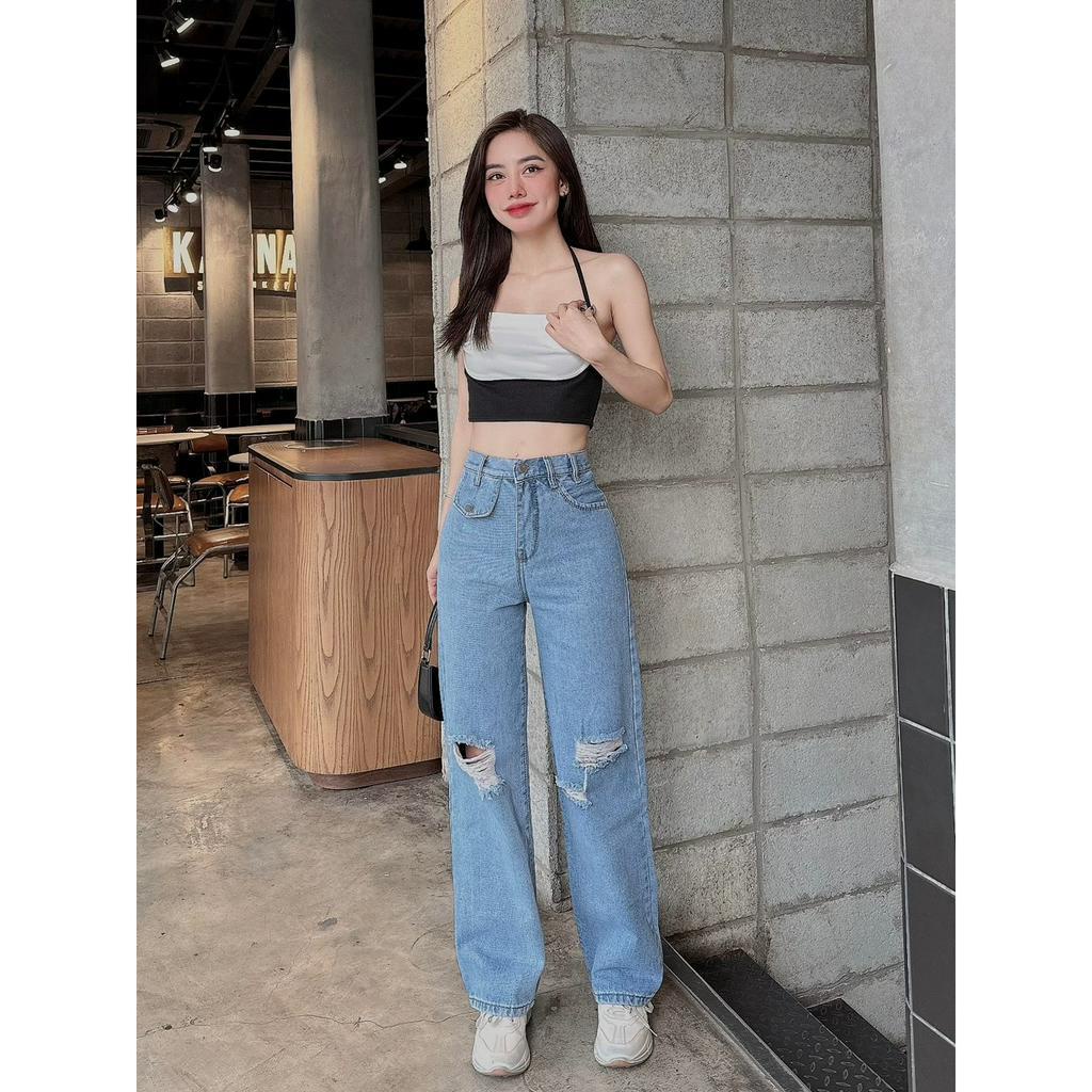 Quần jean nữ ống rộng, quần baggy nữ cạp cao tôn dáng, trẻ trung QD009 - K.A Jeans