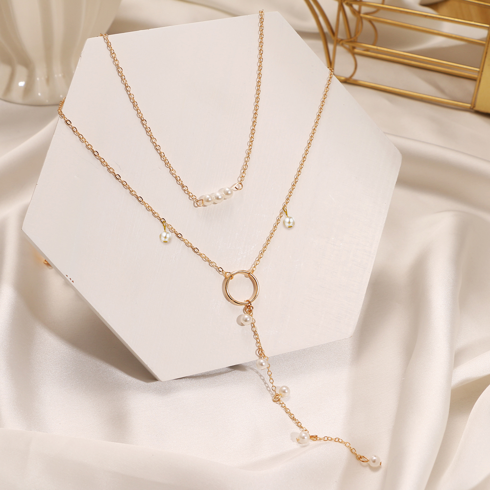 vòng cổ Nhiều Lớp Dáng Dài Đính Ngọc Trai Phong Cách Boho Thời Trang
