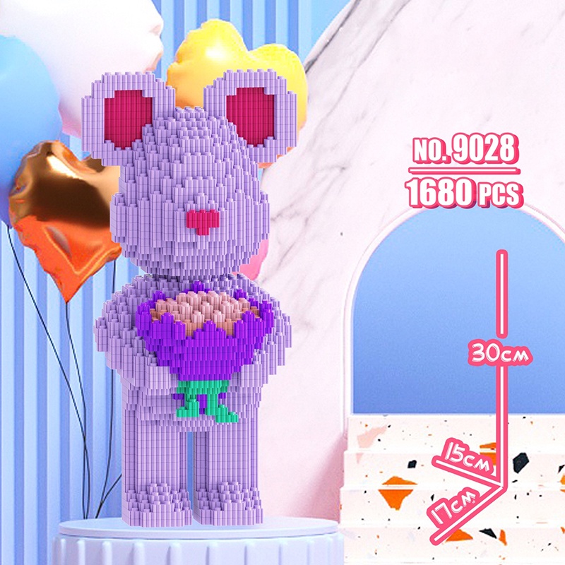 Bộ Đồ Chơi Lắp Ráp Mô Hình Gấu Và Hoa Hồng Cho Trẻ Em