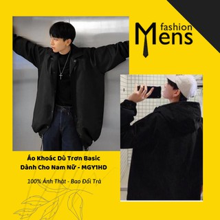 Áo khoác dù nam nữ trơn basic - áo khoác dù màu đen kèm lót trong