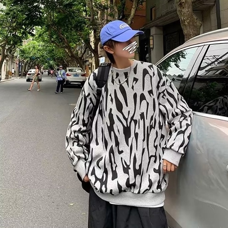 Áo Thun Nam Tay Dài Màu Tím In Họa Tiết Ngựa Vằn Thời Trang Size M-3XL