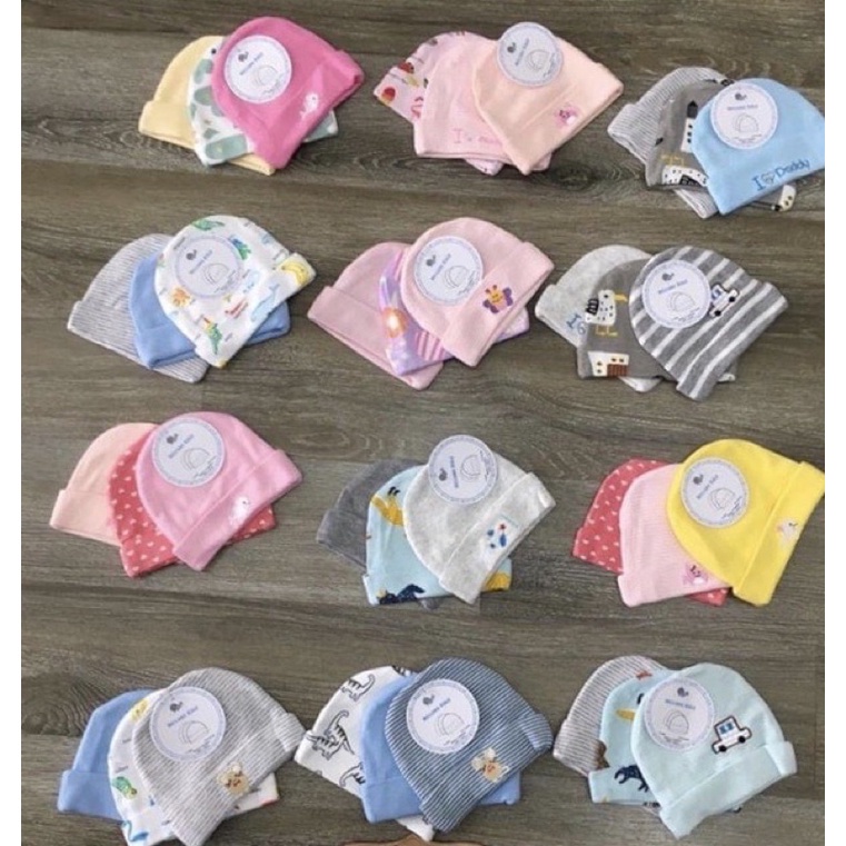 Sét 3 mũ sơ sinh cho bé 0-3 tháng