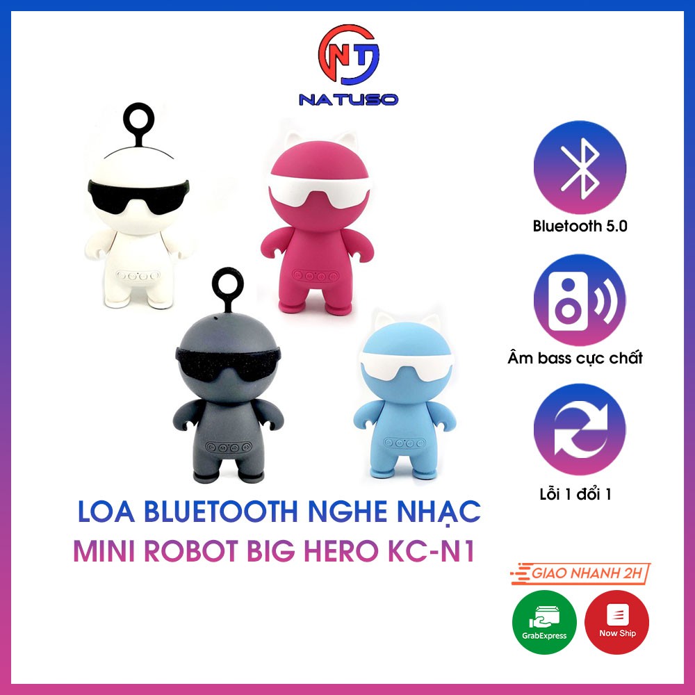 Loa bluetooth mini nghe nhạc hình robot bighero KC-N1 kết nối không dây cắm usb thẻ nhớ