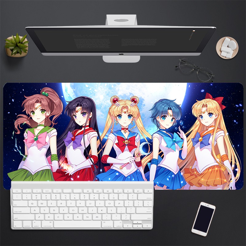 Sailor moon Tấm Lót Chuột Và Bàn Phím Máy Tính Dày Dặn Màu Hồng Họa Tiết Hoạt Hình Thủy Thủ Mặt Trăng