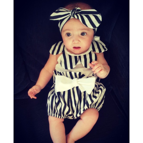 Set 3 món bodysuit+quần+ băng đô bé gái sang chảnh