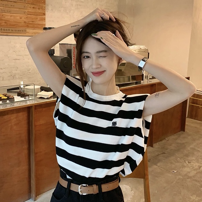 QKOOLE Áo Thun Nữ Cộc Tay Cổ Tròn Phong Cách Hàn Quốc