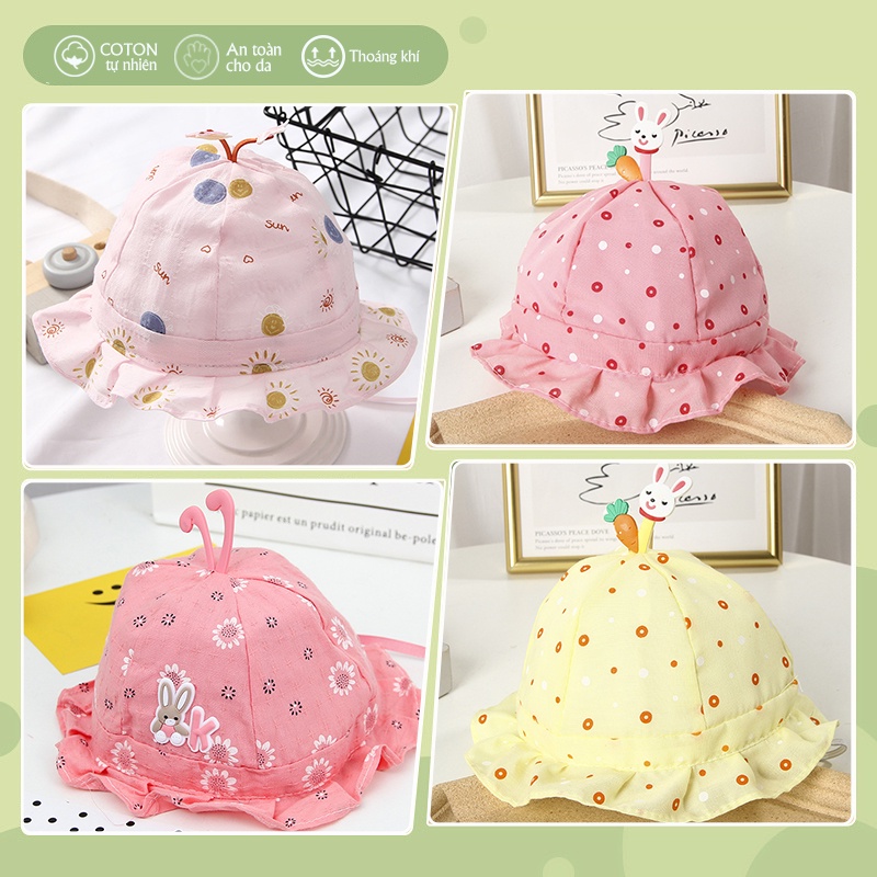 Nón chống nắng cho bé sơ sinh 0-6 tháng PocoHome, Mũ rộng vành thiết kế phong cách dễ thương Hàn Quốc HOT