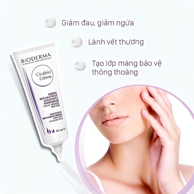 Kem dưỡng ẩm Bioderma cicabio creme 40ml tím phục hồi da tổn thương - LEPEAU VIETNAM