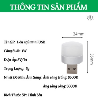 Đèn Ngủ Mini Hình Tròn Bóng LED - Cổng USB