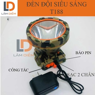 ĐÈN PIN ĐỘI ĐẦU SIÊU SÁNG PIN SẠC HIỂN THỊ PHẦN TRĂM PIN T188