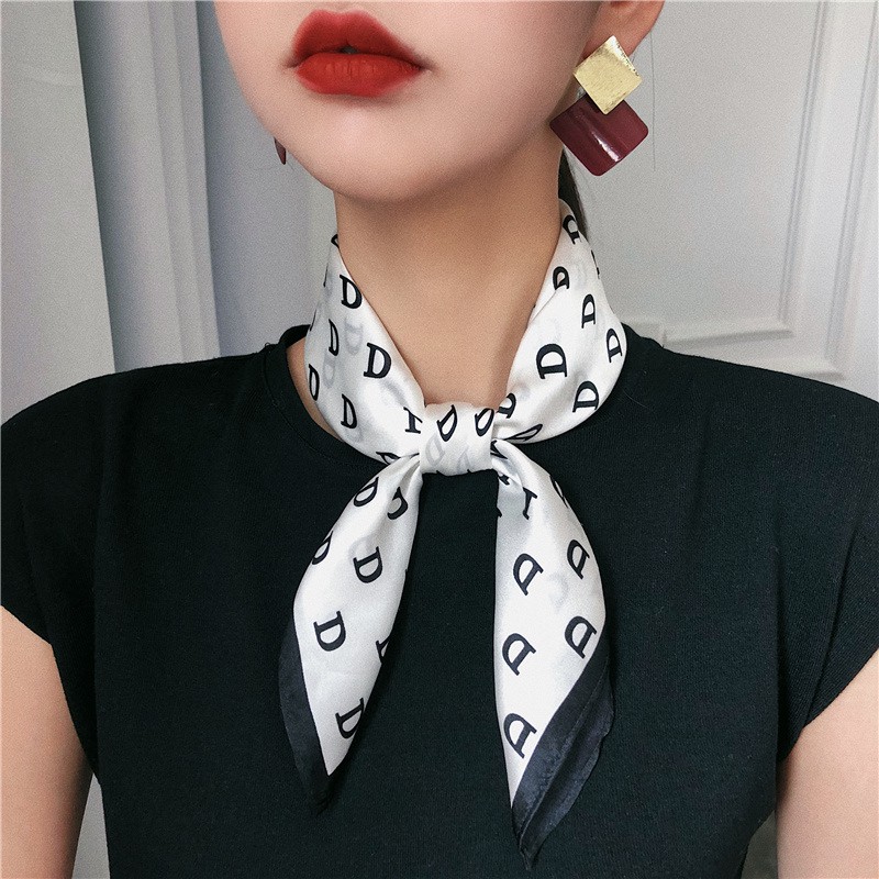 Khăn vuông lụa satin 70cm nữ công sở đẹp cao cấp- khăn turban quấn túi quấn tóc làm áo- Chữ D