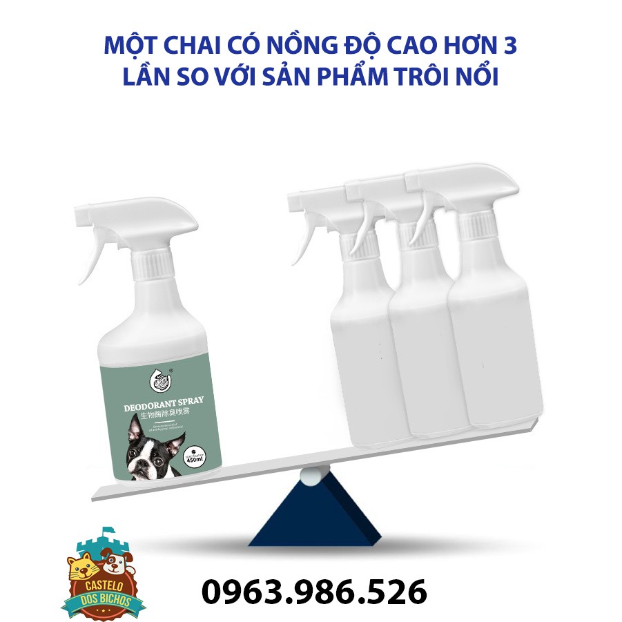 Xịt Khử Mùi Vệ Sinh Chó Mèo - Xịt Khử Mùi Vệ Sinh Cho Thú Cưng 450ml