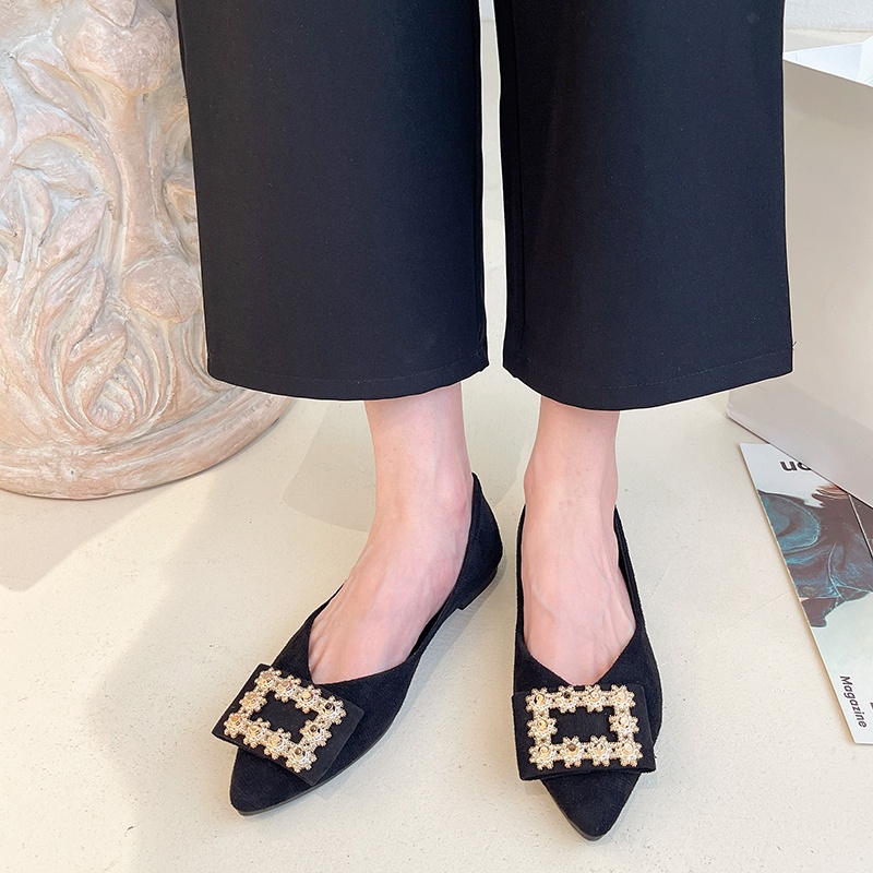 Giày búp bê IELGY mũi nhọn đính đá thời trang dành cho nữ