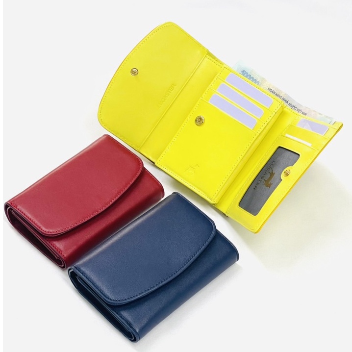 Ví nữ 3 gấp cầm tay nắp cong kate da thât nhập khẩu thời trang lucaster store.fullbox bh 12 tháng.(shop nhận khắc tên)