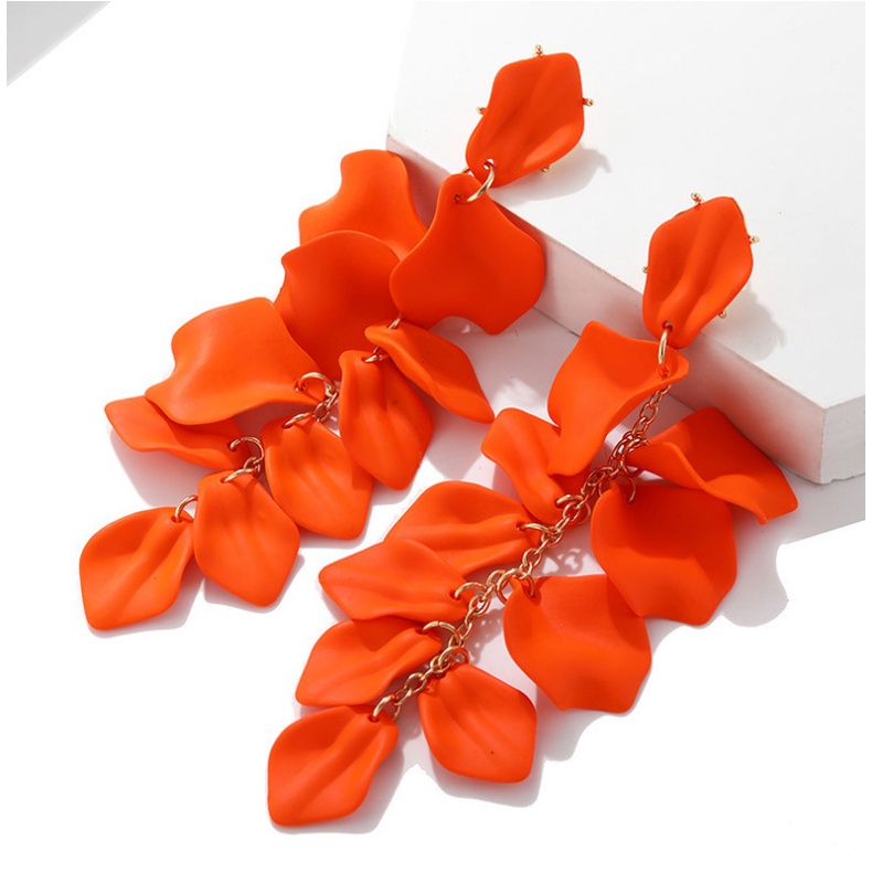 Bông Tai Dài Hình Cánh Hoa Hồng Bằng Acrylic Sang Trọng Cho Nữ