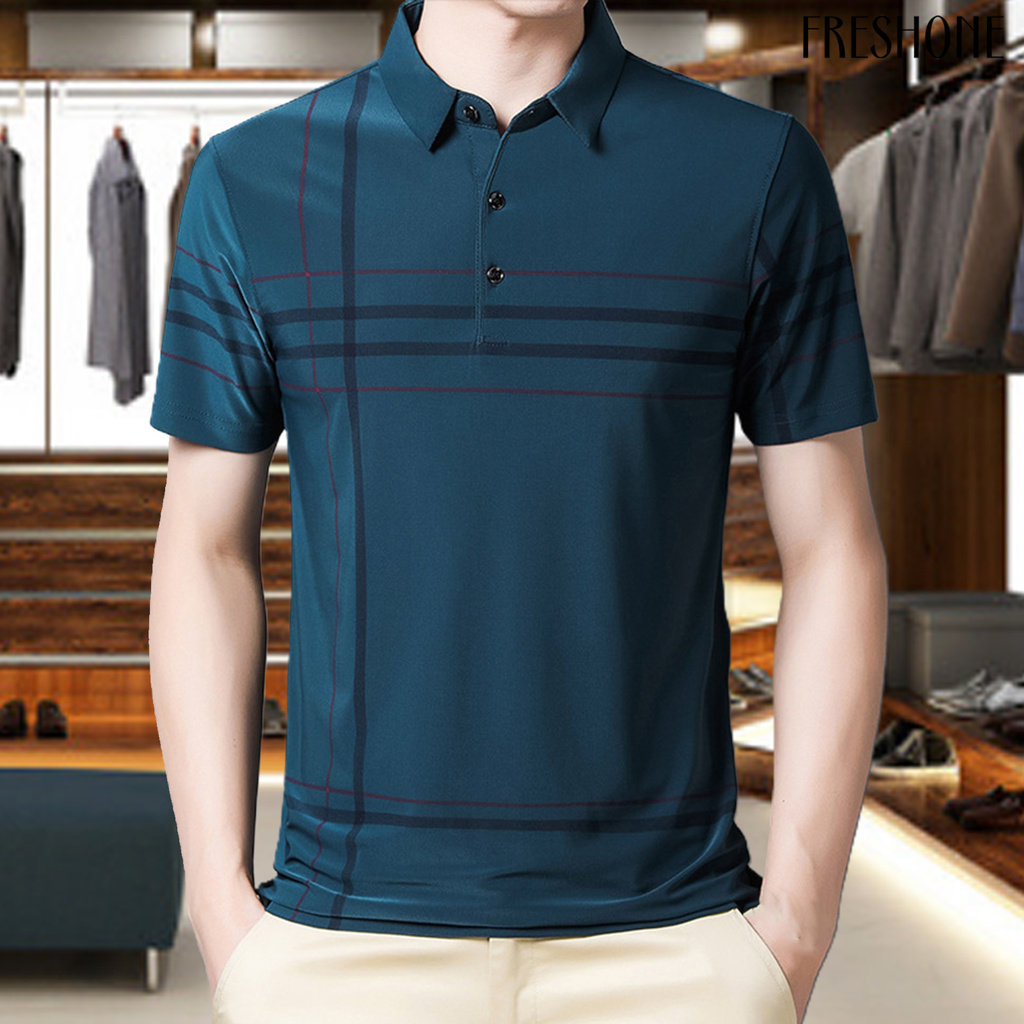 (Hàng Mới Về) Áo Sơ Mi Cổ Bẻ Chất Liệu Polyester Thân Thiện Với Da Dành Cho Nam