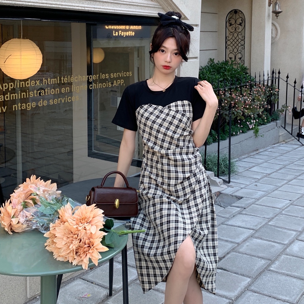 Đầm dài Perty họa tiết caro thời trang thanh lịch dành cho nữ