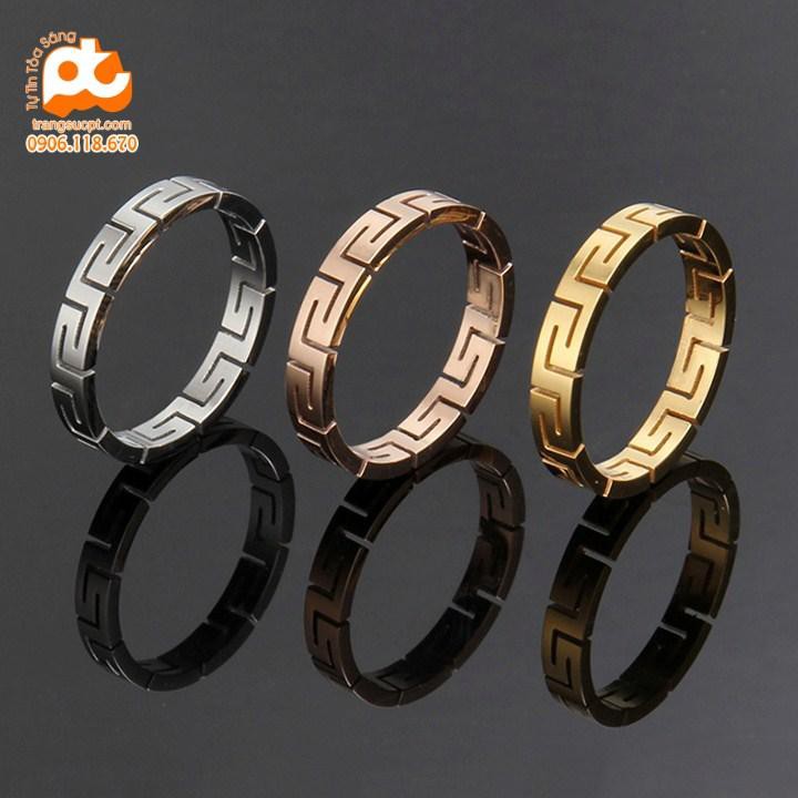 Nhẫn titan nữ vạn lý trường thành cách điệu cao cấp thép không gỉ titanium