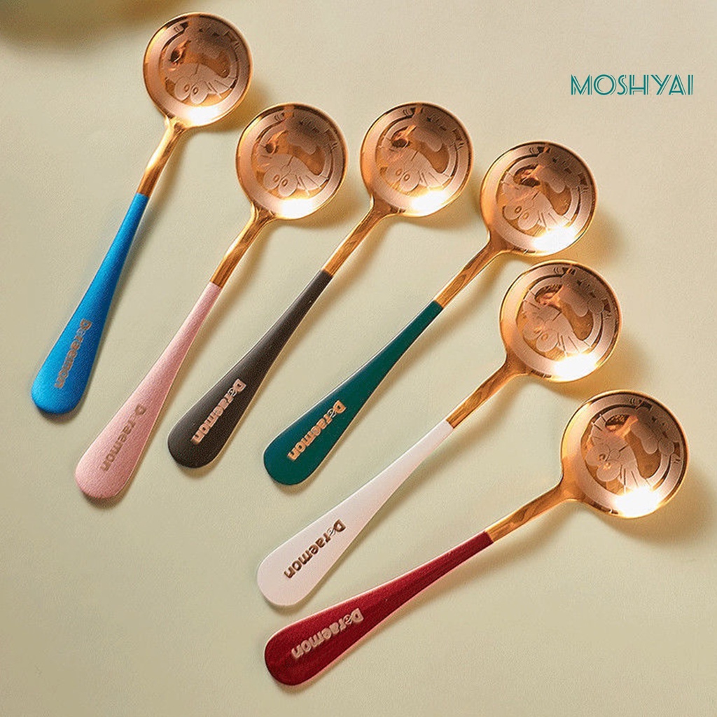 Muỗng Cà Phê Cán Dài Bằng Thép Không Gỉ Hình Doraemon Dễ Thương