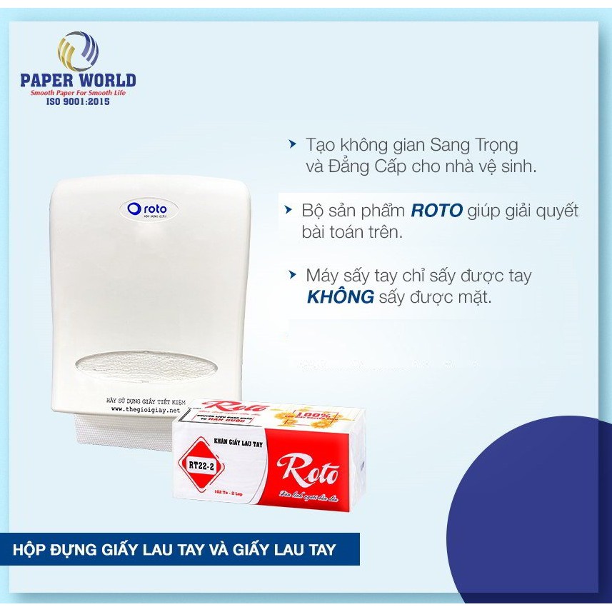 [Combo] Khăn giấy lau tay đa năng Thế Giới Giấy ROTO RT22-2 loại 204 tờ/ 2 lớp /gói