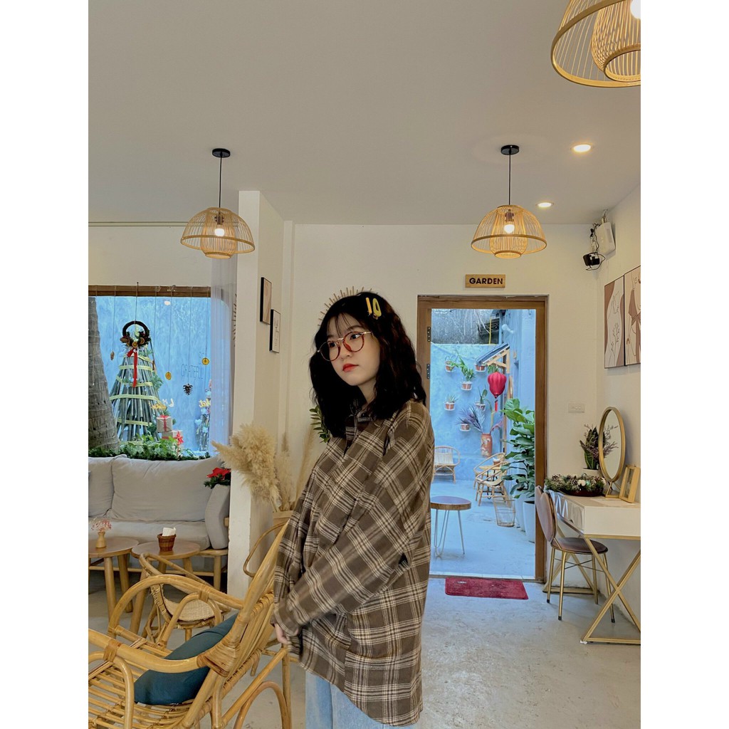 ÁO SƠ MI KẺ NỮ FORM RỘNG SIÊU KUTE