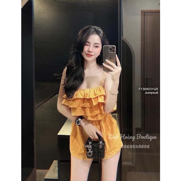 Jumpsuit short ngực phối bèo tầng 2 dây hàng QC j1204