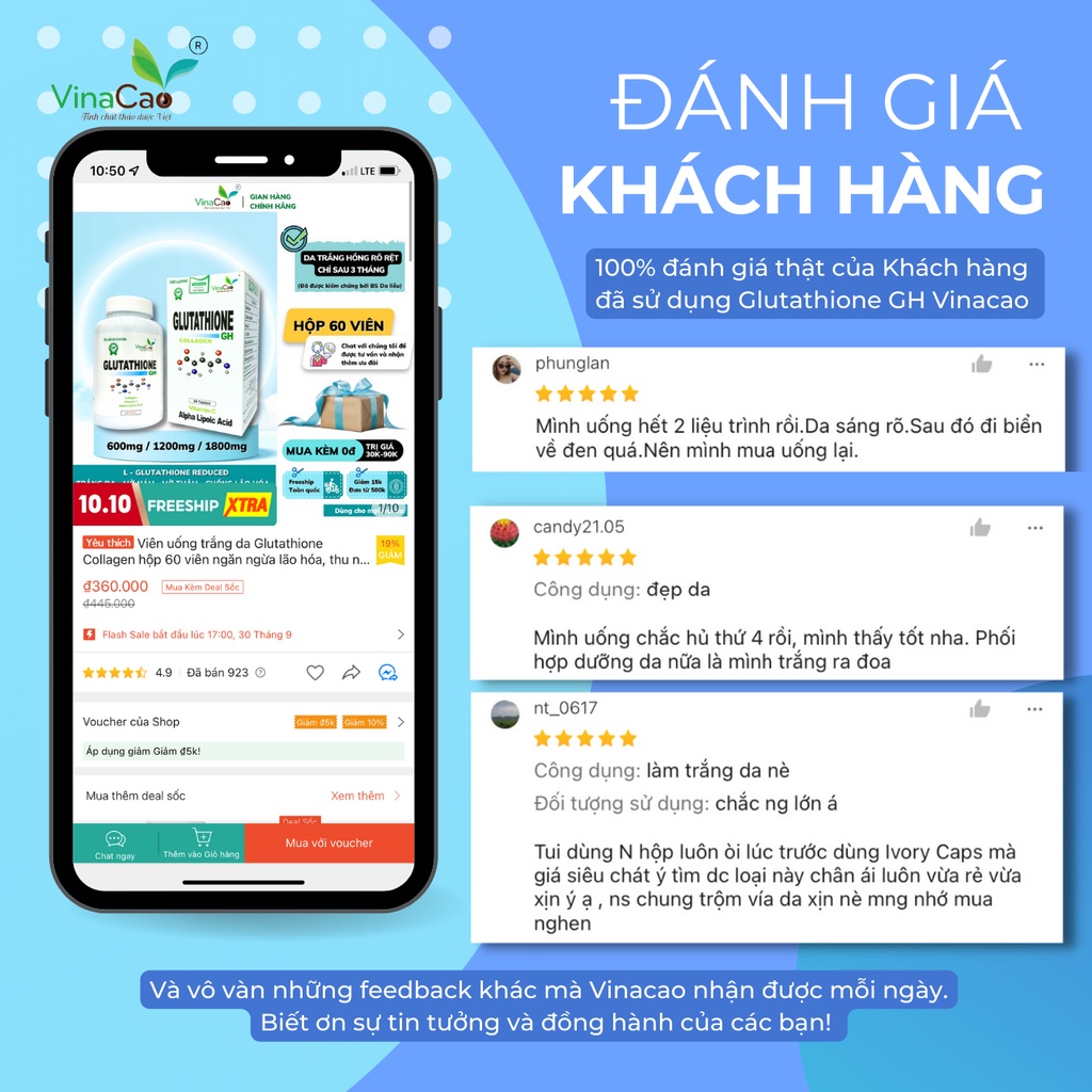 [3 hộp] Viên uống trắng da Glutathione Collagen GH giúp giảm thâm nám, làm trắng da, chống lão hóa liệu trình 3 tháng