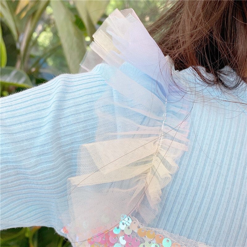 Váy len phối voan đính kim sa cho bé