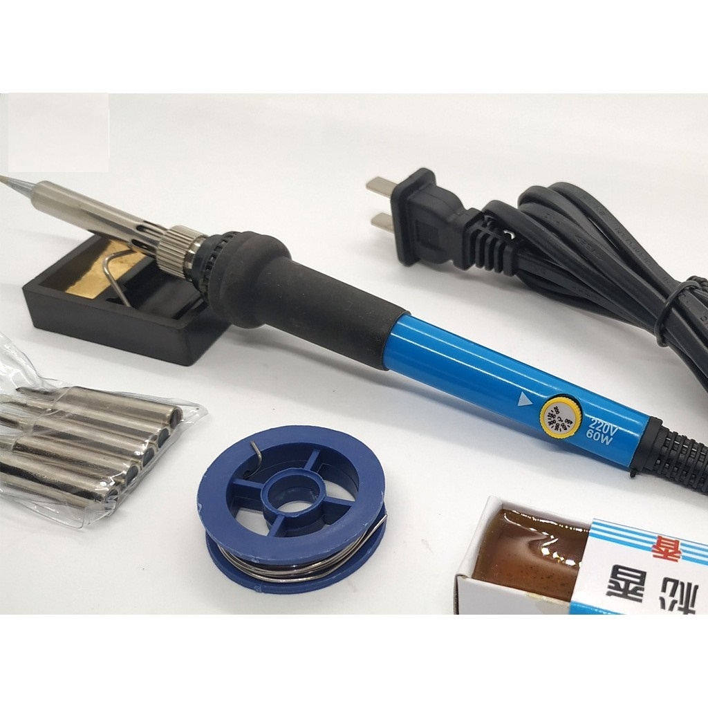 Combo mỏ hàn 936 + 5 mũi hàn + nhựa thông +thiếc + giá đỡ + bọt biển