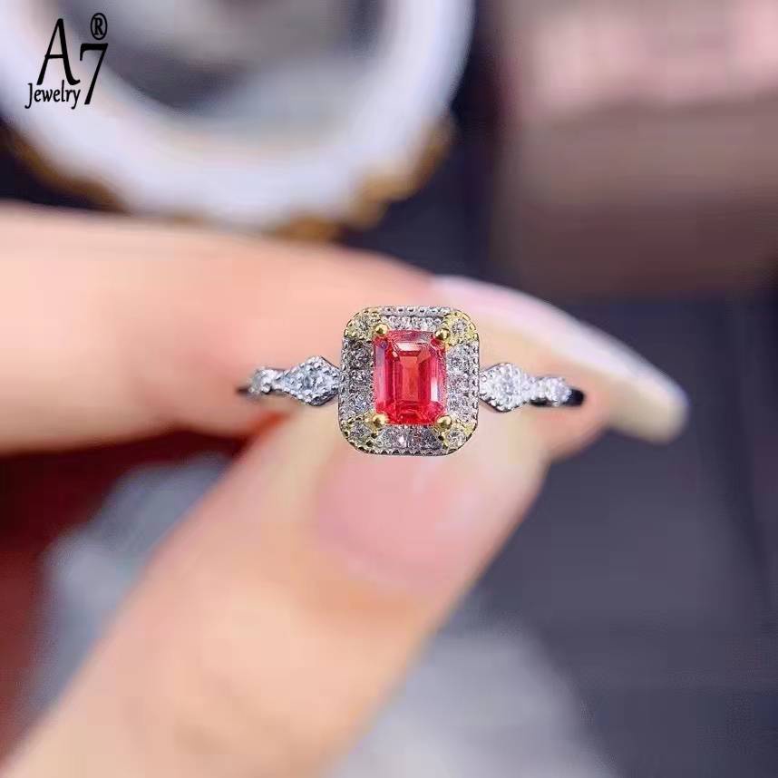 Nhẫn Đính Đá A7 Ruby Hai Tông Màu Hở