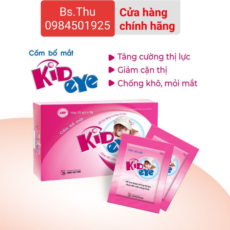 Combo 2 hộp Cốm bổ mắt KID EYE hộp 20 gói hỗ trợ tăng cường thị lực cho bé