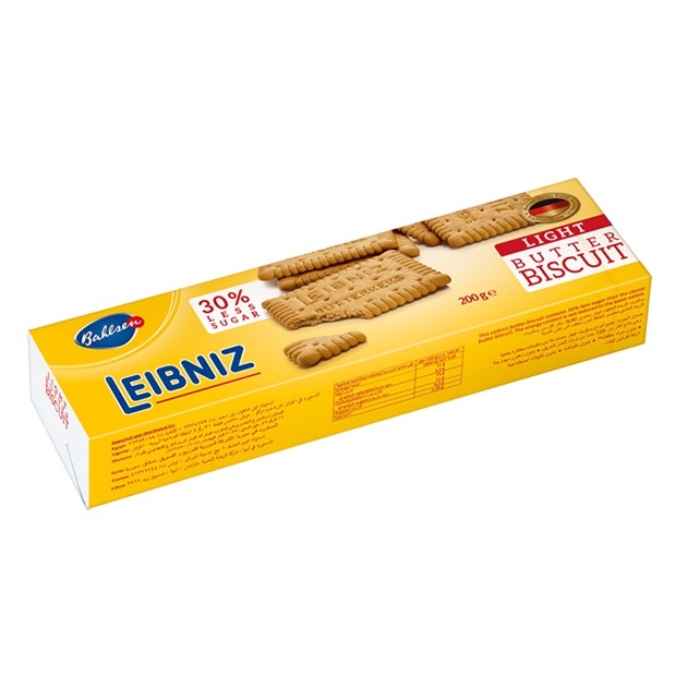 Bánh quy bơ ít đường Leibniz Đức gói 200g bơ tự nhiên và dầu hướng dương, bánh thơm ngon giòn tan