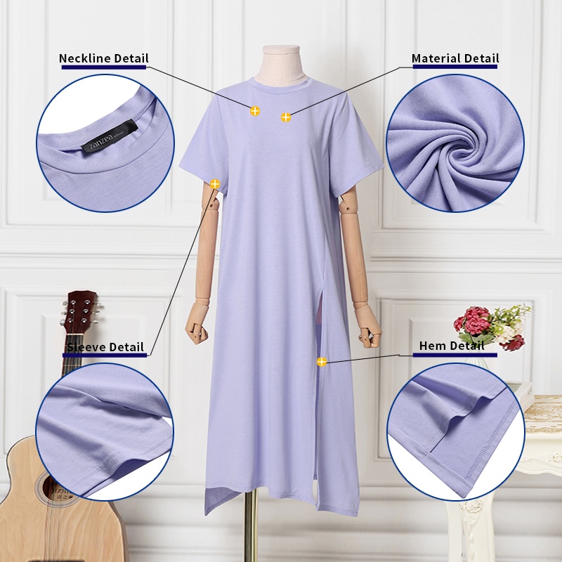 ZANZEA Áo Thun Nữ Tay Ngắn Cổ Tròn Xẻ Tà Thời Trang