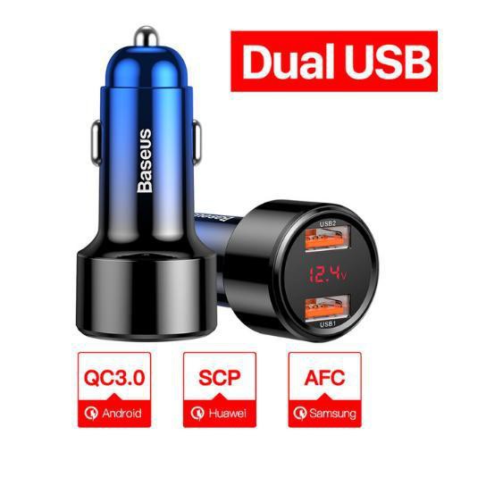 Tẩu Sạc Baseus 45W Quick Charge 3.0 USB Sạc Trên Ô Tô Cho Iphone , Ipad , Huawei Công Nghệ QC3.0 Sạc Nhanh