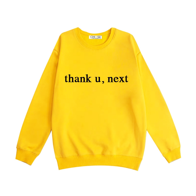 GRANDE Áo Hoodie Cổ Tròn Dáng Rộng In Chữ Thank You Next Thời Trang Mùa Đông Cho Nữ