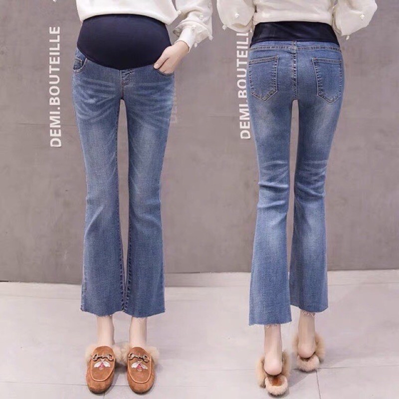 Sẵn hàng🤰quần jean bầu ống loe co giãn siêu đẹp