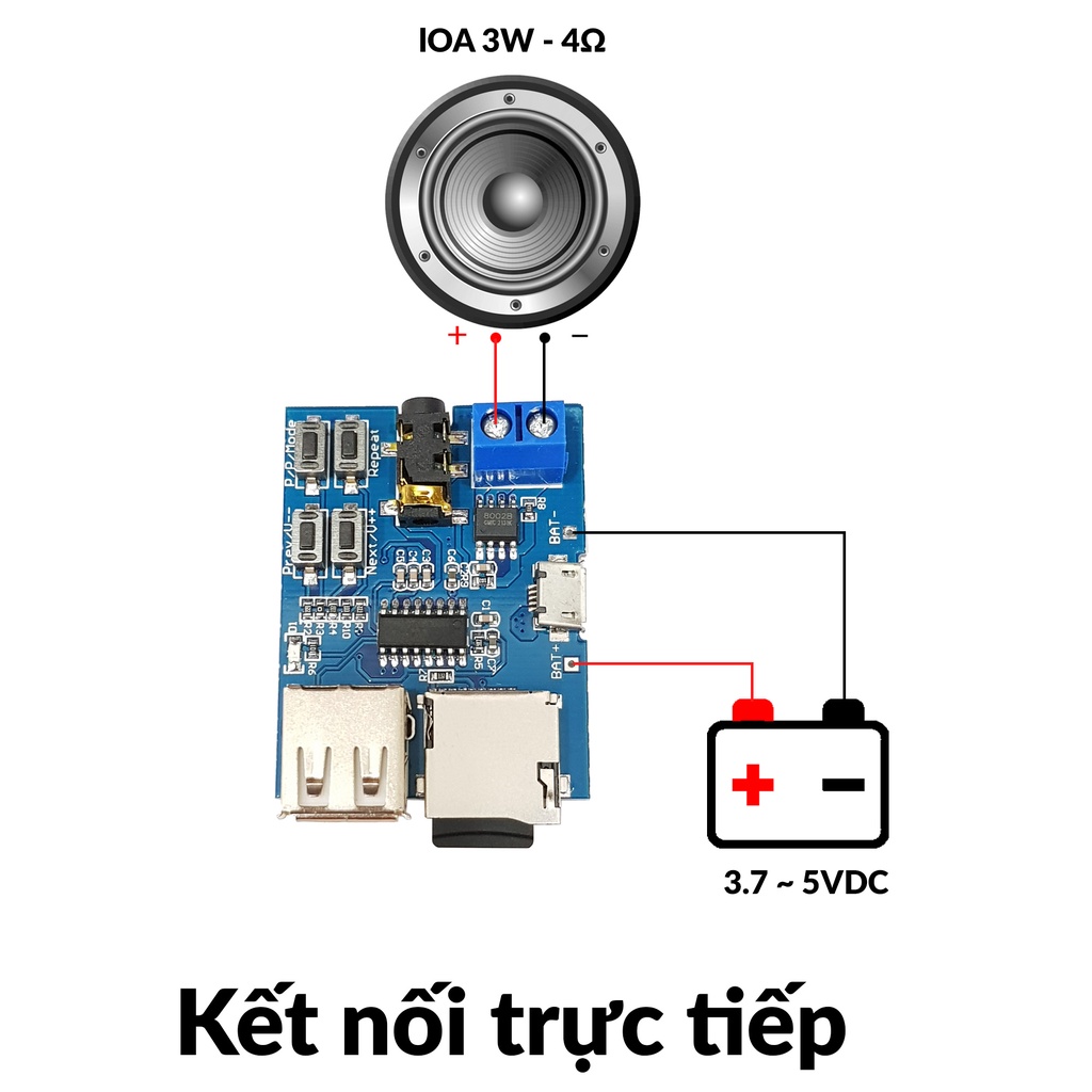 Mạch Phát MP3 Tích Hợp Amply 2W - H7JE