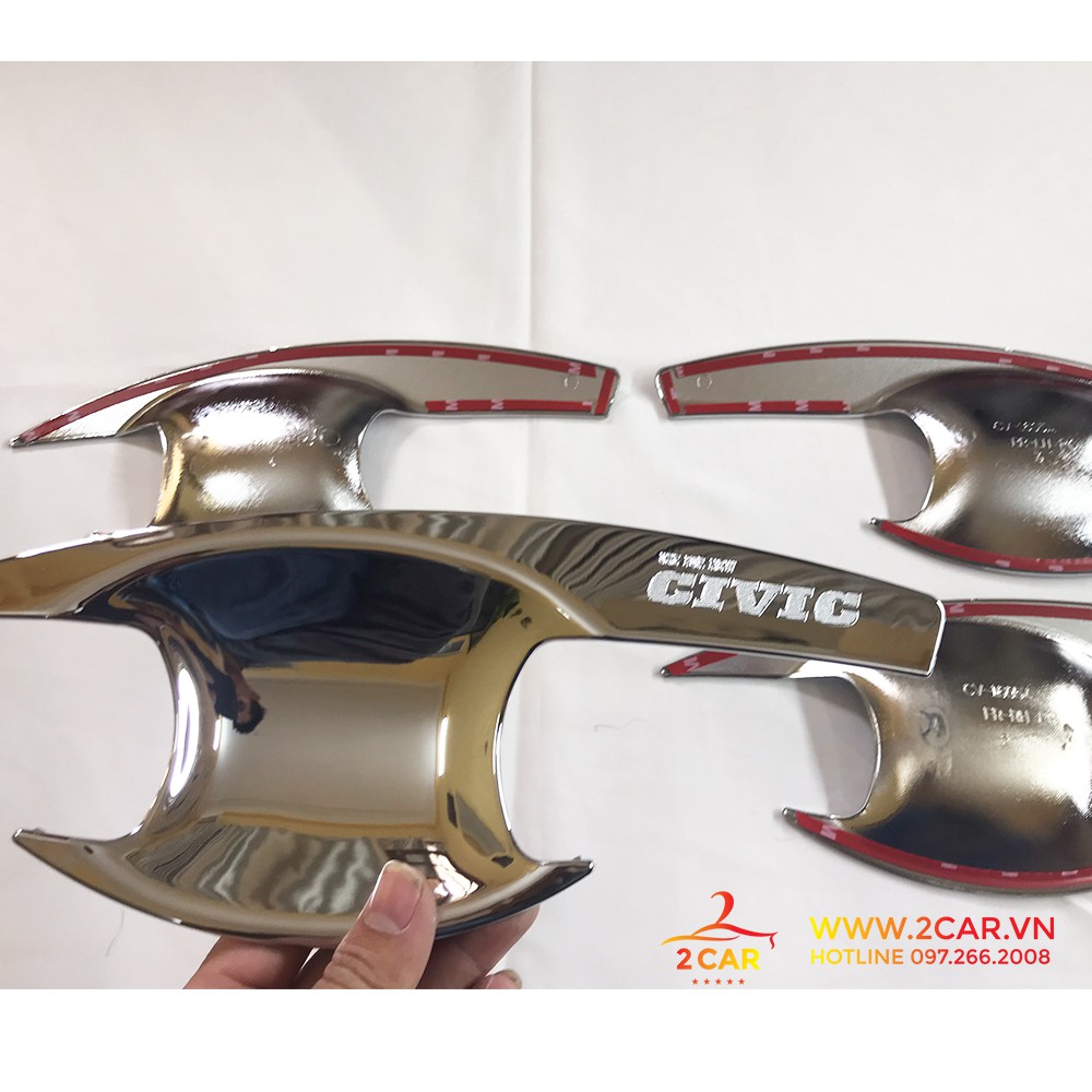 Ốp tay nắm, Hõm Cửa Xe Honda Civic 2016 - 2021 Mạ Crom cao cấp- Giá 1 bộ