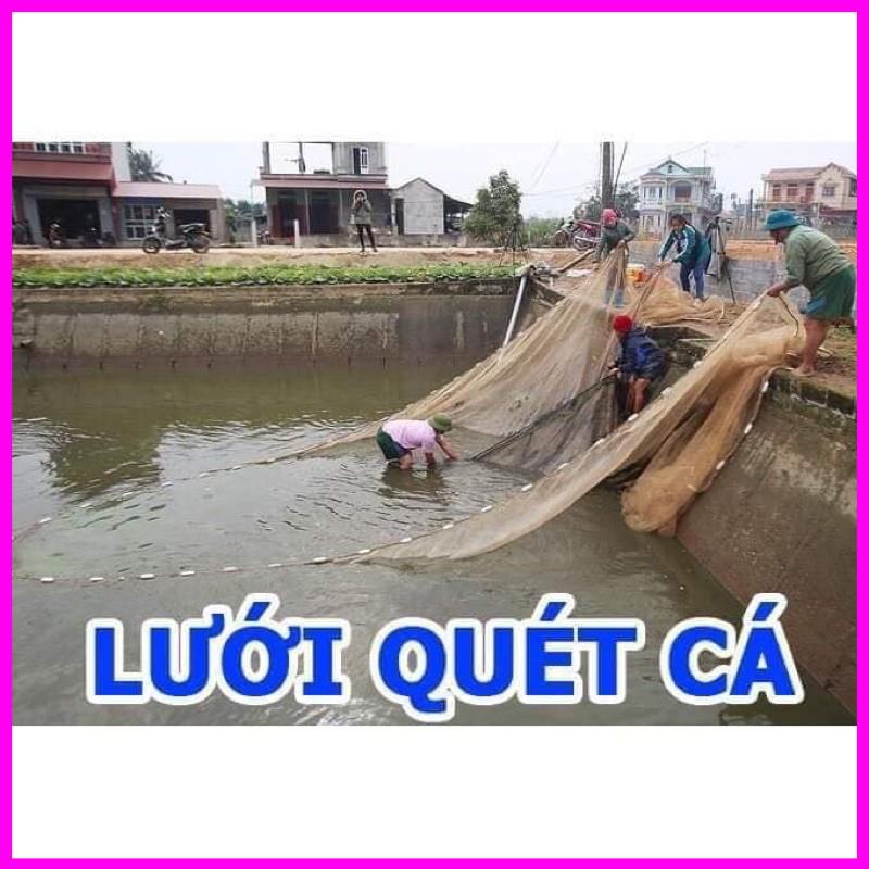 Lưới Quét Cá, Lưới Vét Cá, Lưới Kéo Cá, Cao 2m ngang 10m túi 5m