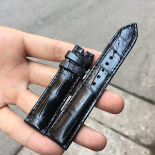 Dây đồng hồ da cá sấu màu đen