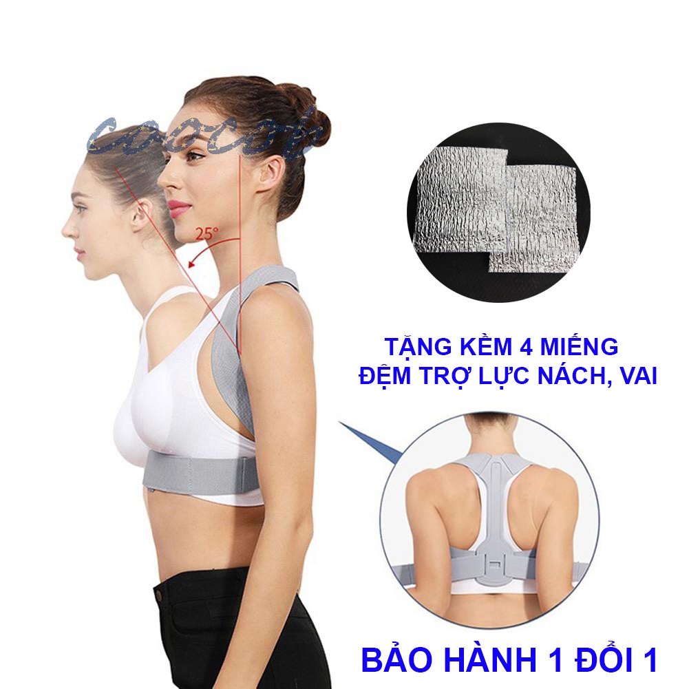Đai chống gù lưng, cải thiện cột sống cho nam nữ trẻ em tặng kèm 4 miếng trợ lực