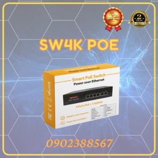 Switch Smart 4 Port POE + 2 Uplink 10/100Mbps SW4K Cấp Nguồn Qua Mạng