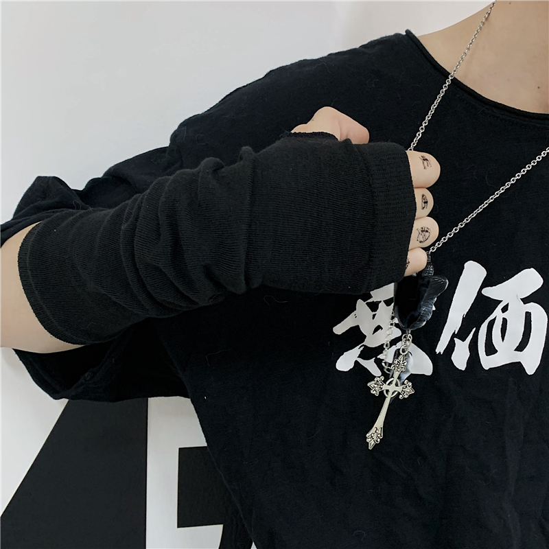 Găng tay ninja hở ngón 195600 màu tối phong cách harajuku đường phố cá tính cho nam và nữ