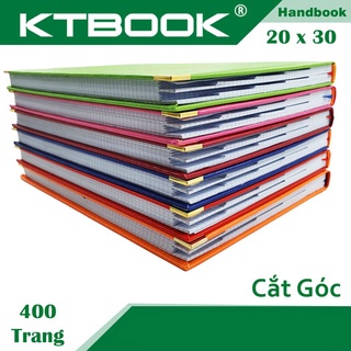  SỔ BÌA DA KTBOOK CAO CẤP HANDBOOK LỚN 400 TRANG KÍCH THƯỚC A4 CÓ CẮT GÓC RUỘT GIẤY IN CARO 