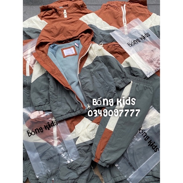 Bộ Gió Hoodie Bé Trai Phối Màu Cam Đất ZR