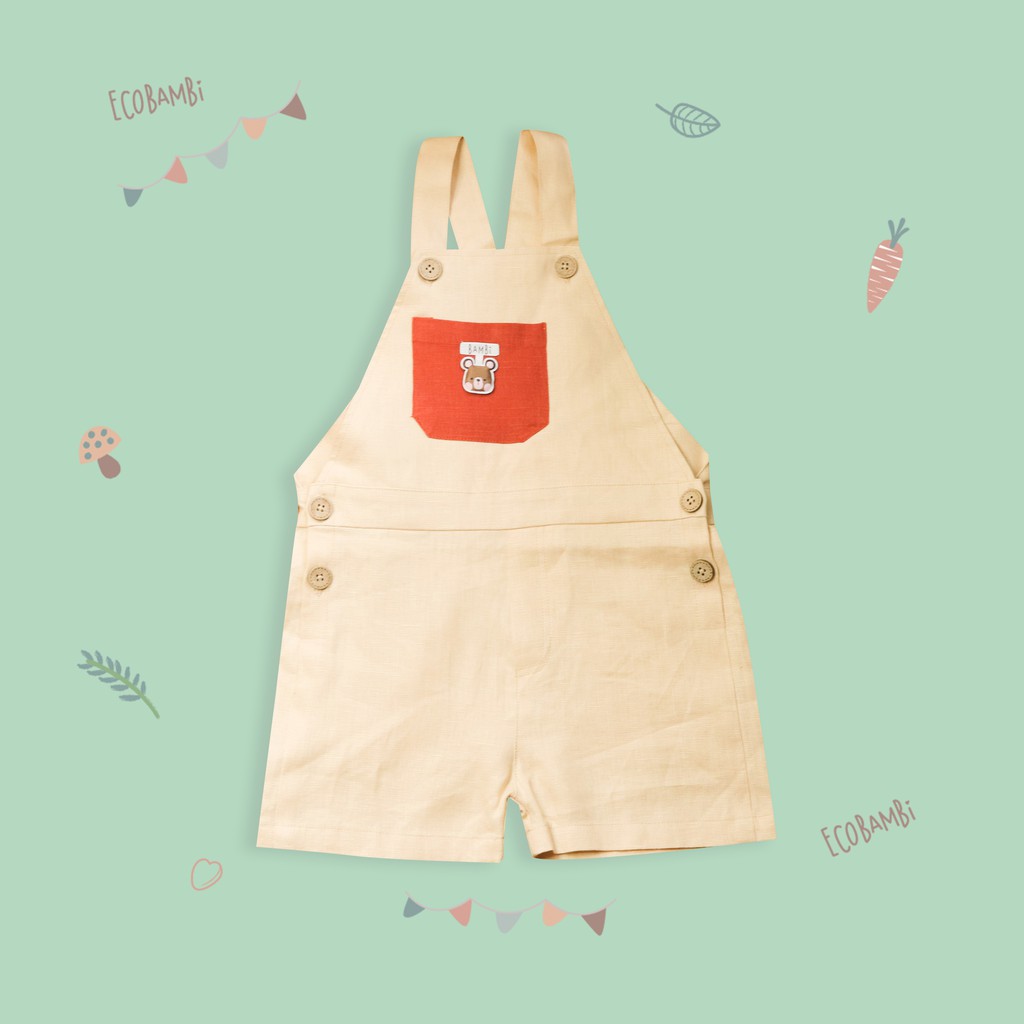 Jumpsuit bé trai quần shorts linen Ecobambi