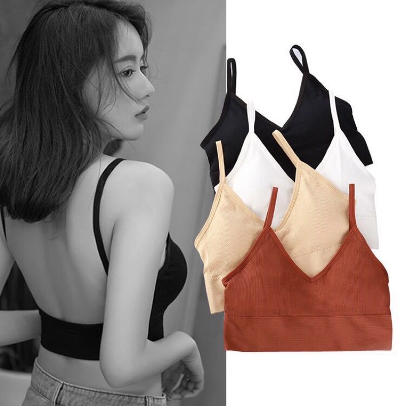 Áo Lót Bra Hở Lưng Nâng Ngực Vải Cotton Thun Mềm Mịn