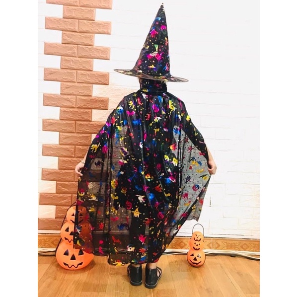 Trang phụ choàng phù thủy kèm mũ 80-1m2/ Áo choàng phù thủy chơi hoá trang cosplay HALOWEEN